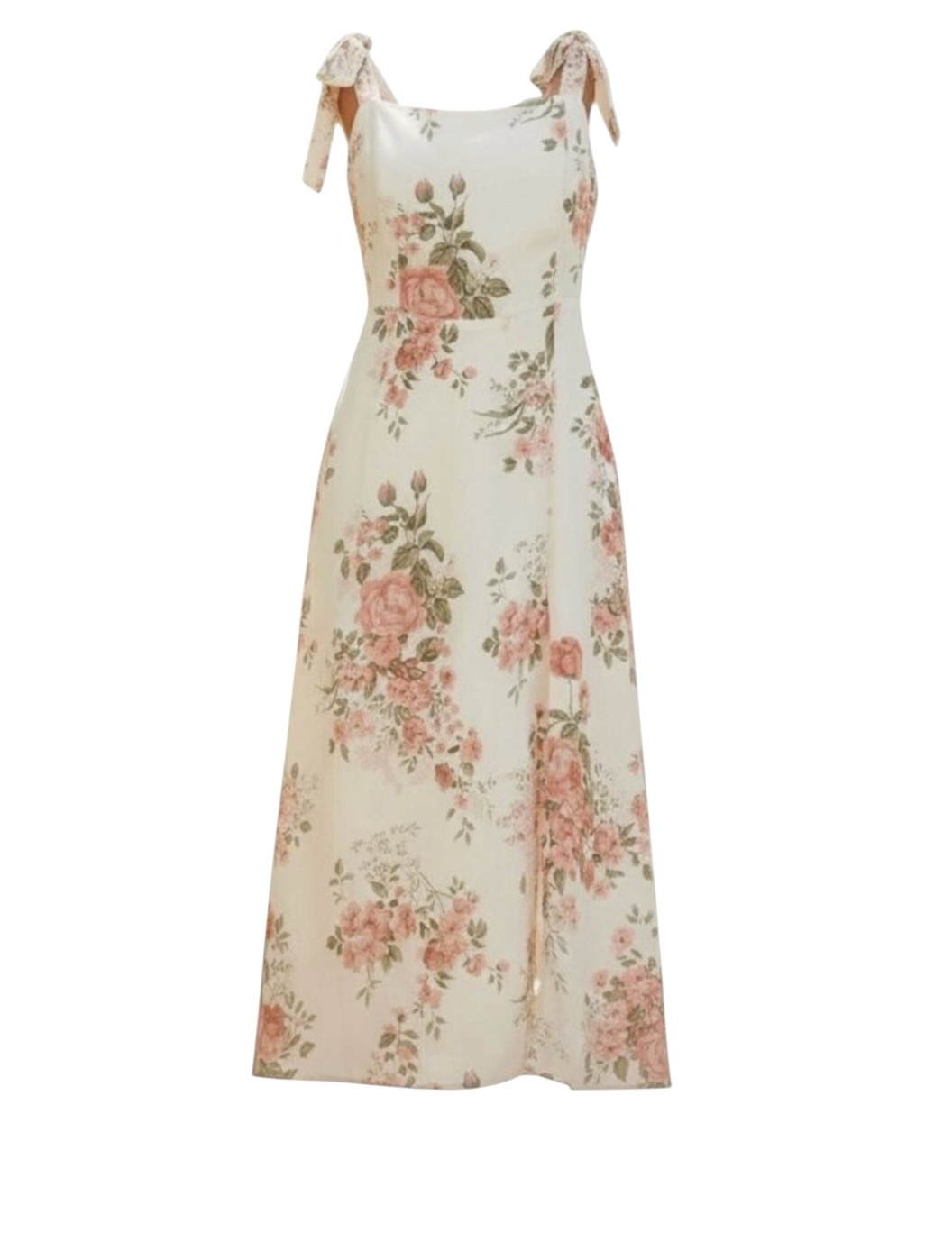 Reformation Twilight Crepe Tie Shoulder Cami Square Neck Side Slit Midi Dress